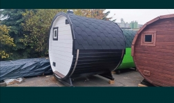 Mobilna sauna-beczka 2x2,15m w wysokiej jakości